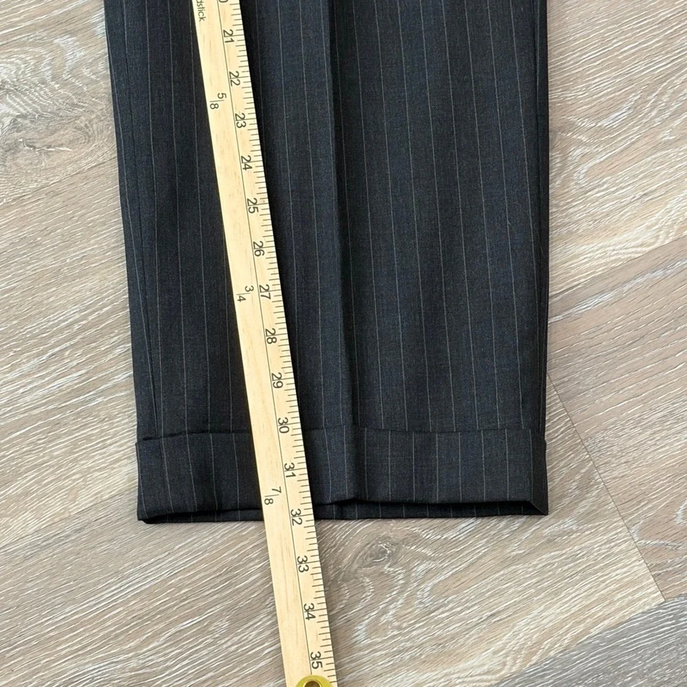 Brooks Brothers 1818 Madison Suit Mens 43L 37W Black Pinstripe Wool 2 Button